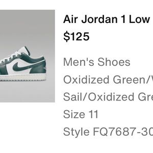 Jordan 1 Low Oxidized Green Men's Shoes